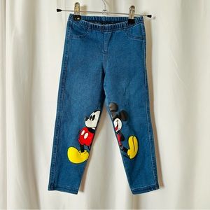 Calzedonia Italy Mickey Mouse Disney Jean Jeggings Pull On Pants Kids T3/4